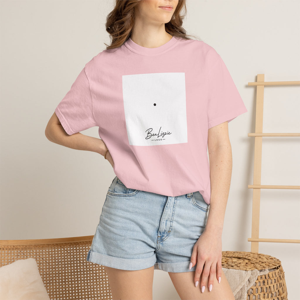 Minimalist "Breathe" Script T-Shirt — Small Center Dot Design