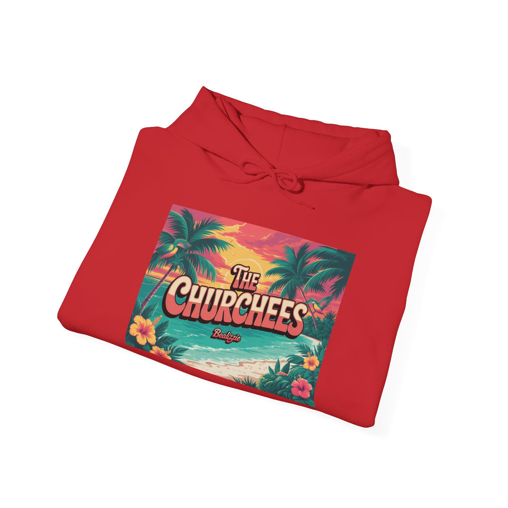 The Churchees Tropical Beach Hoodie — Retro Surf Palm Tree Sweatshirt