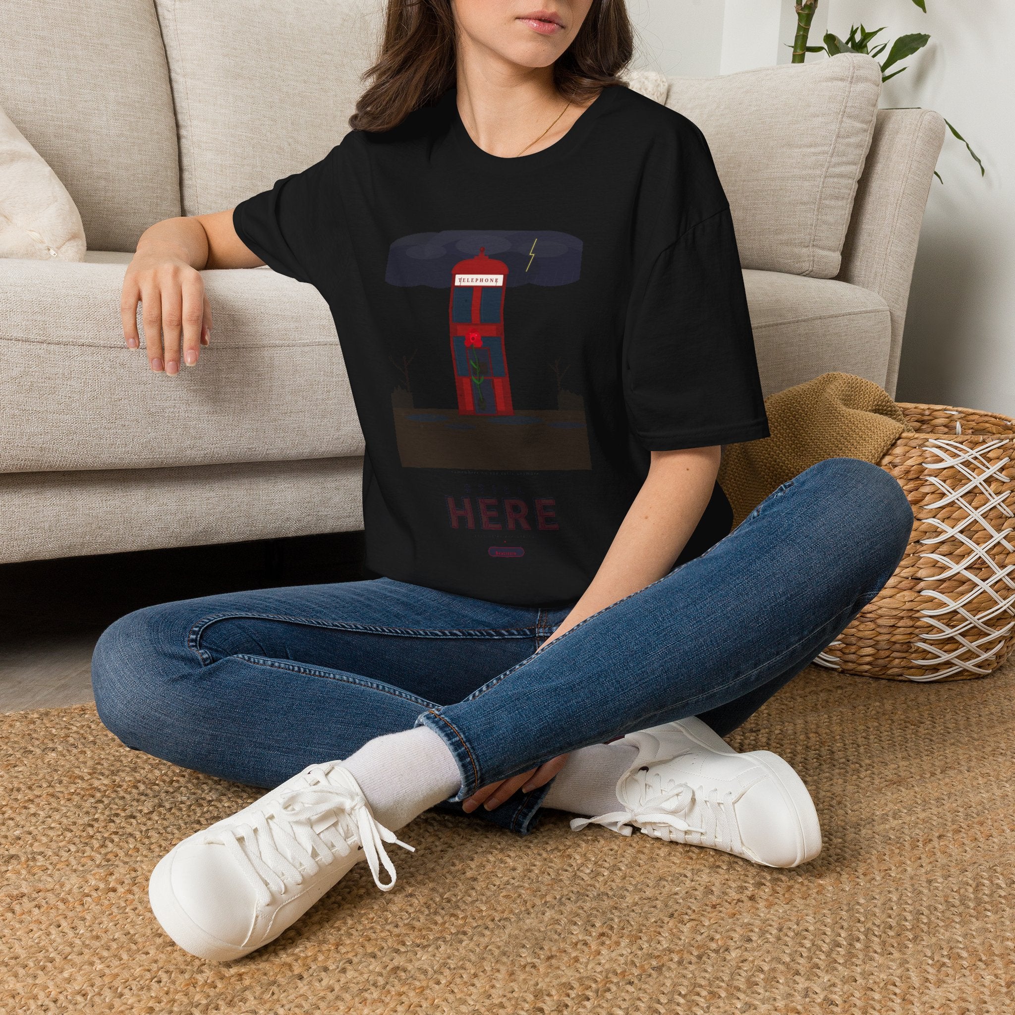 Vintage British Phone Booth T-Shirt — 'Telephone' Graphic Tee