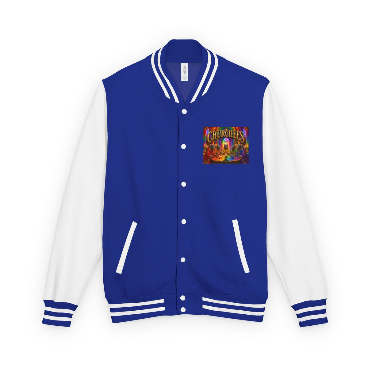 Letterman Jacket — Colorful 'The Churchlees' Retro Band Graphic
