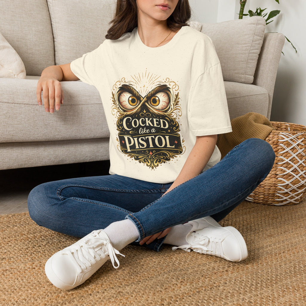 T-Shirt — "Cocked Like a Pistol" Owl Graphic Tee