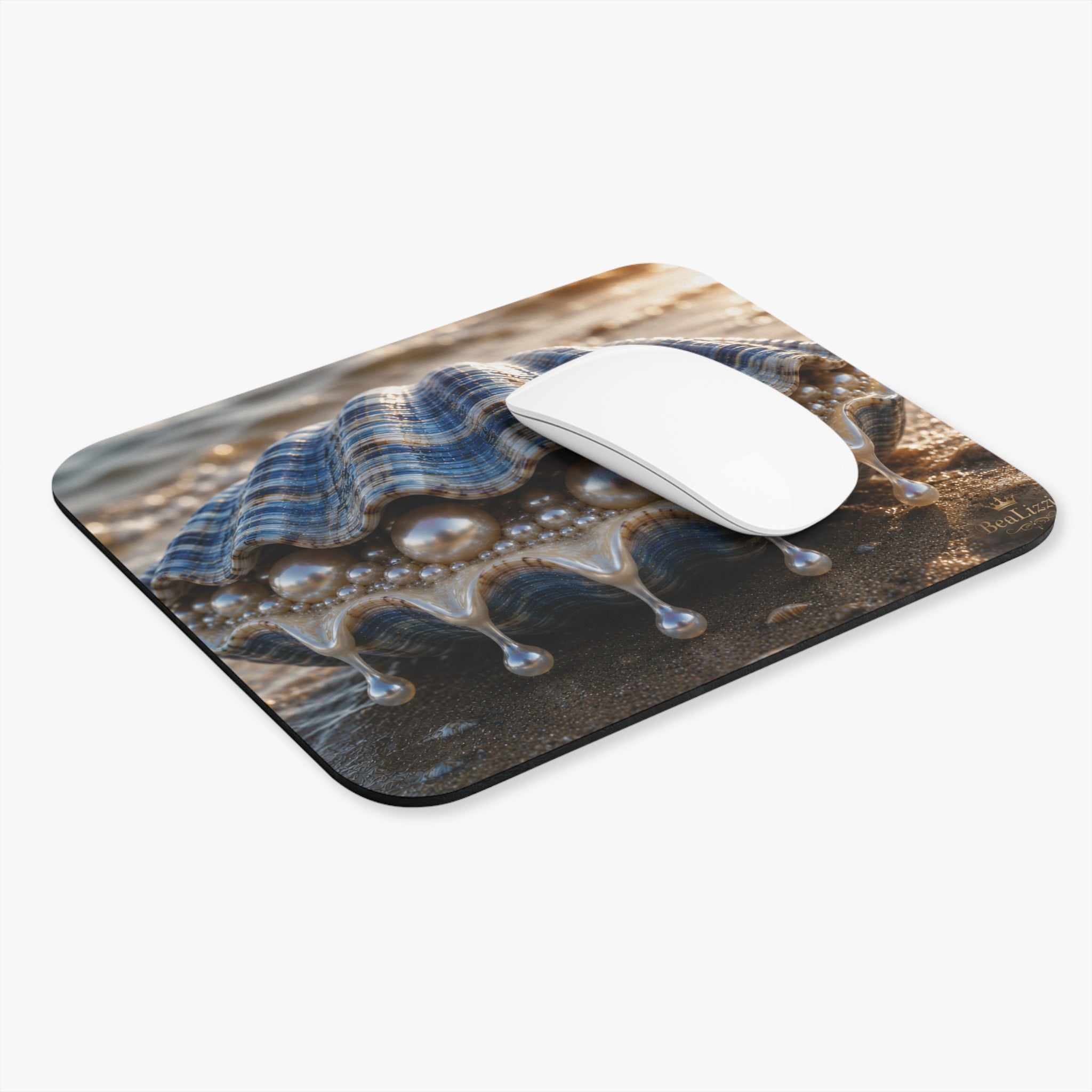 Seashell Pearl Beach Mouse Pad — Coastal Desk Accessory