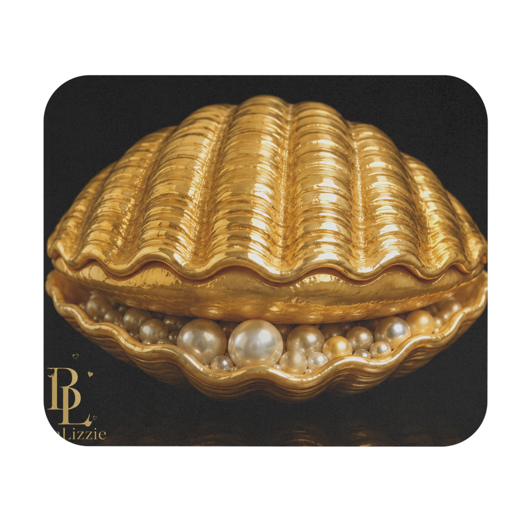 Golden Pearl Shell Mouse Pad — Elegant Nautical Desk Accessory