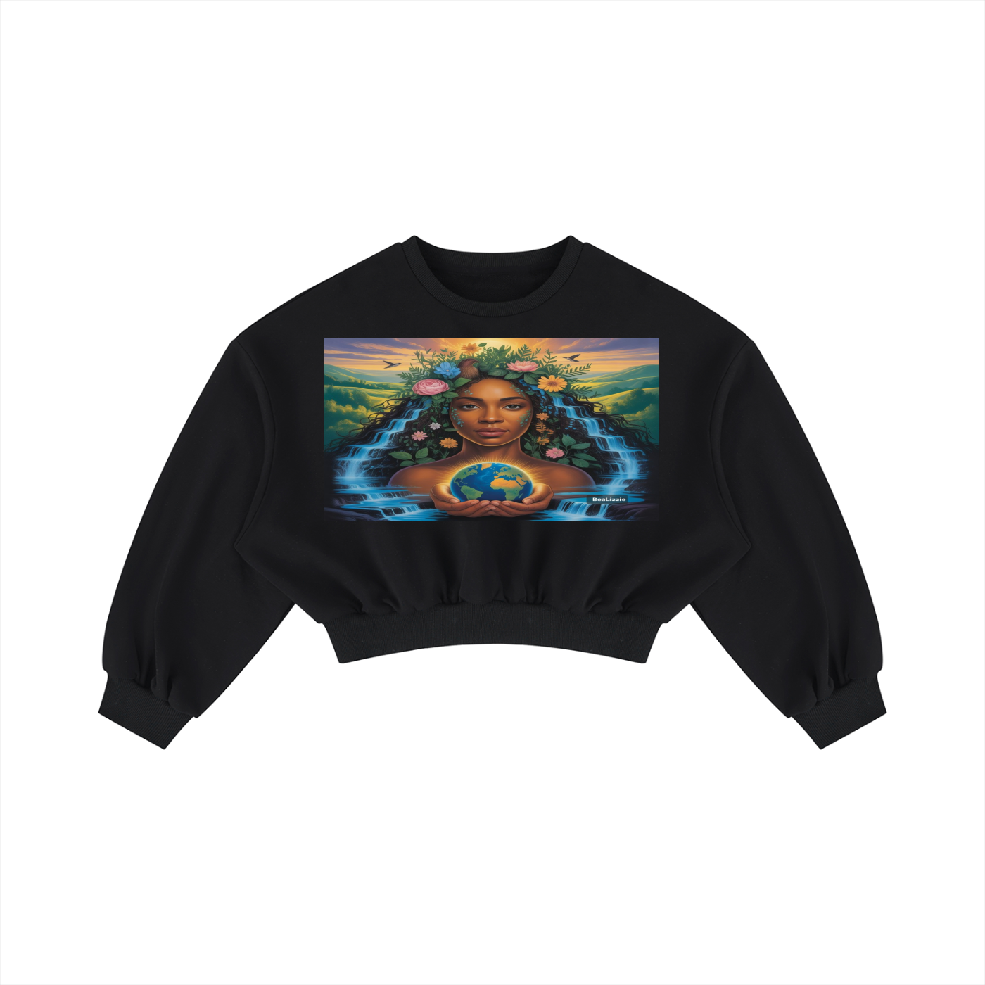 Sweat-shirt court col rond ample femme