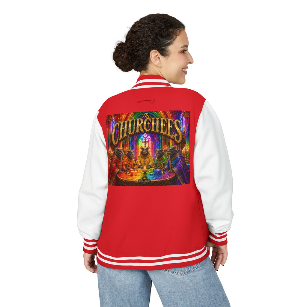 Letterman Jacket — Colorful 'The Churchlees' Retro Band Graphic