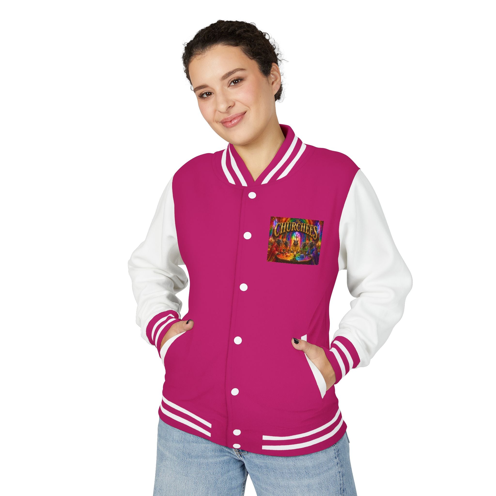 Letterman Jacket — Colorful 'The Churchlees' Retro Band Graphic