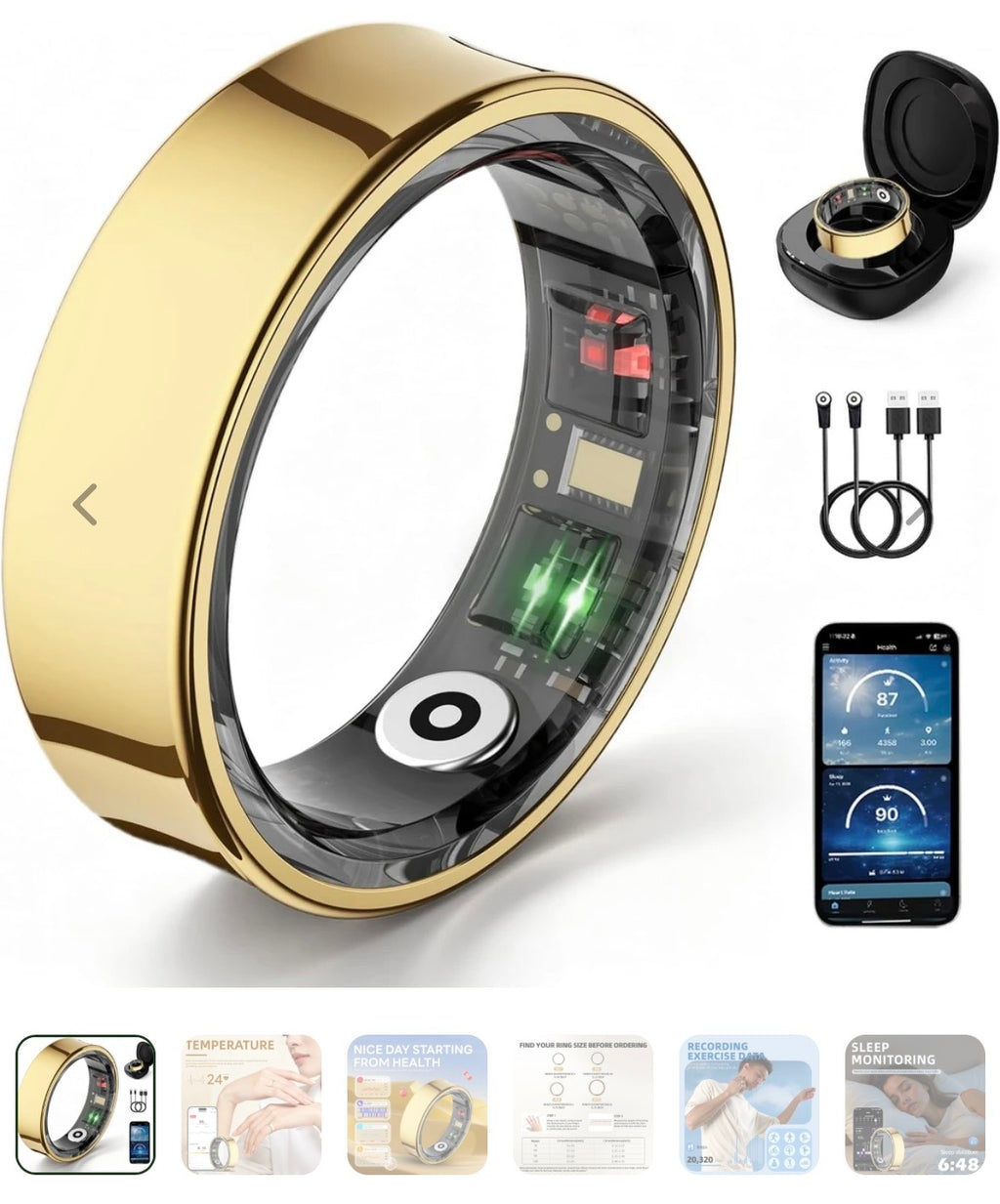 Waterproof Fitness Tracking Smart Ring/Heart Rate Blood Oxygen, Sleep Monitor, Pressure Monitor & Camera