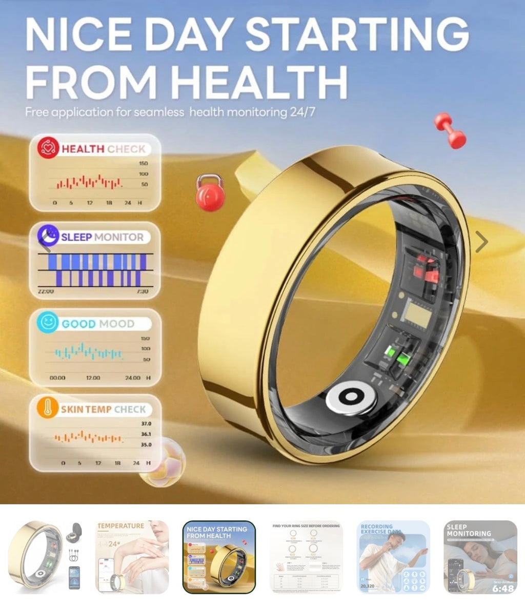 Waterproof Fitness Tracking Smart Ring/Heart Rate Blood Oxygen, Sleep Monitor, Pressure Monitor & Camera