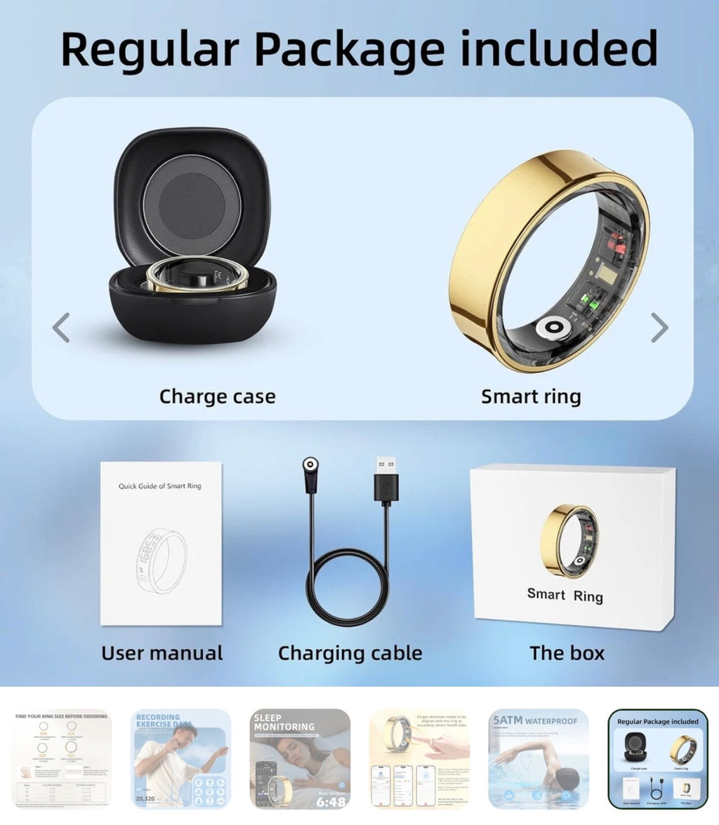 Waterproof Fitness Tracking Smart Ring/Heart Rate Blood Oxygen, Sleep Monitor, Pressure Monitor & Camera