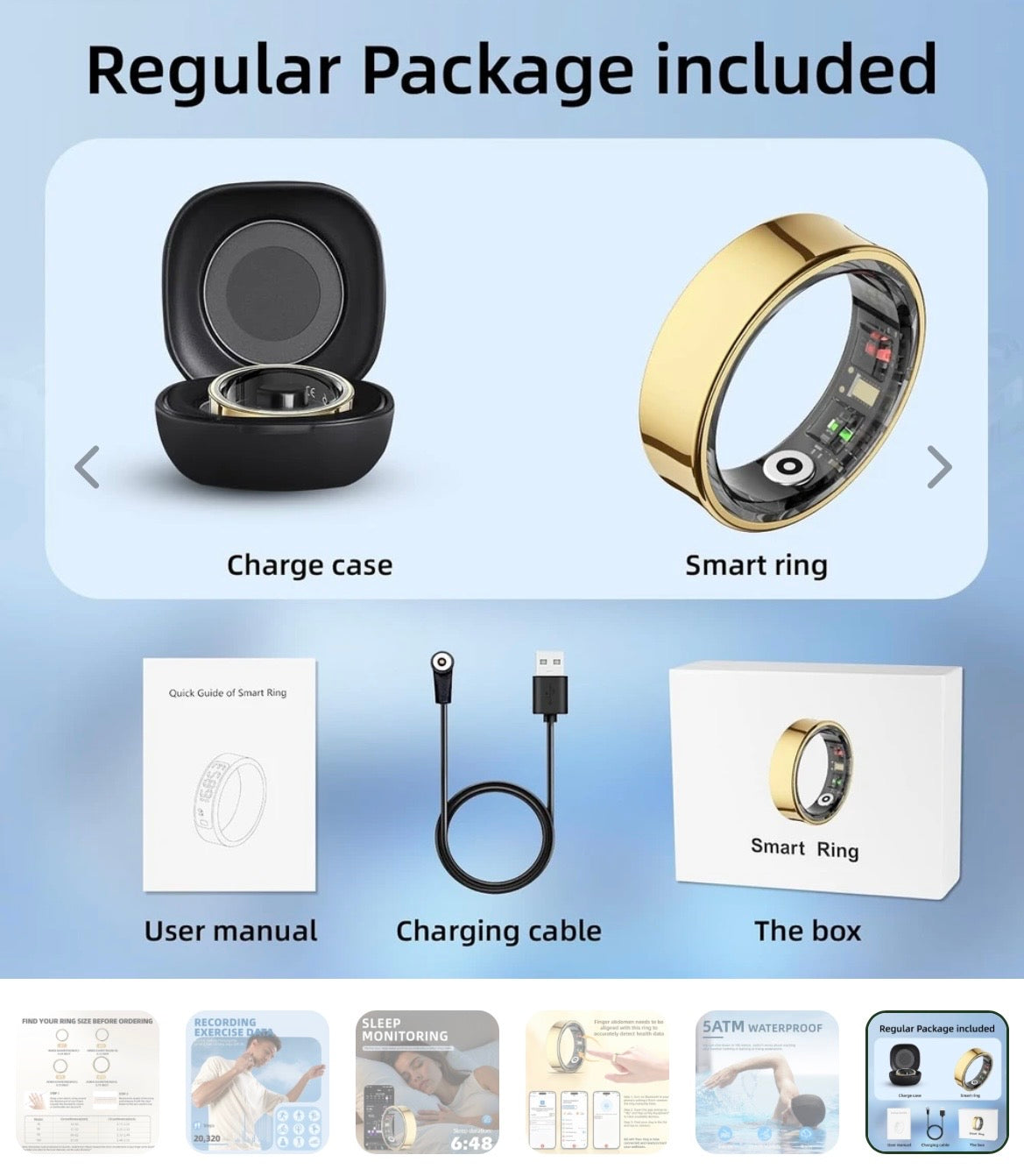Waterproof Fitness Tracking Smart Ring/Heart Rate Blood Oxygen, Sleep Monitor, Pressure Monitor & Camera