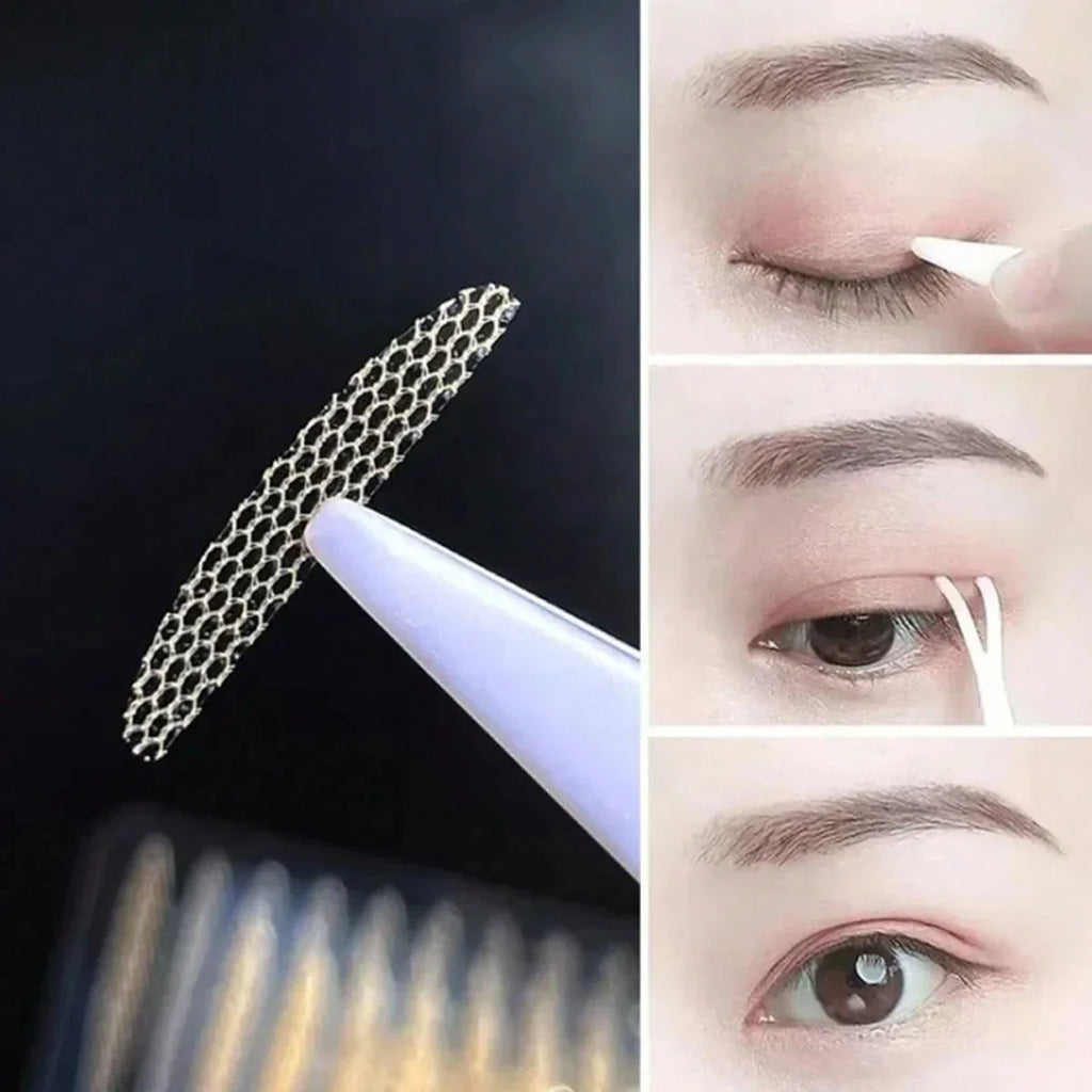 240Pcs Lace Invisible Double Eyelid Tape Clear Beige Stripe Self Adhesive Natural Eye Makeup Sticker With Auxiliary Tool For Daily Salon Cosmetic Supply