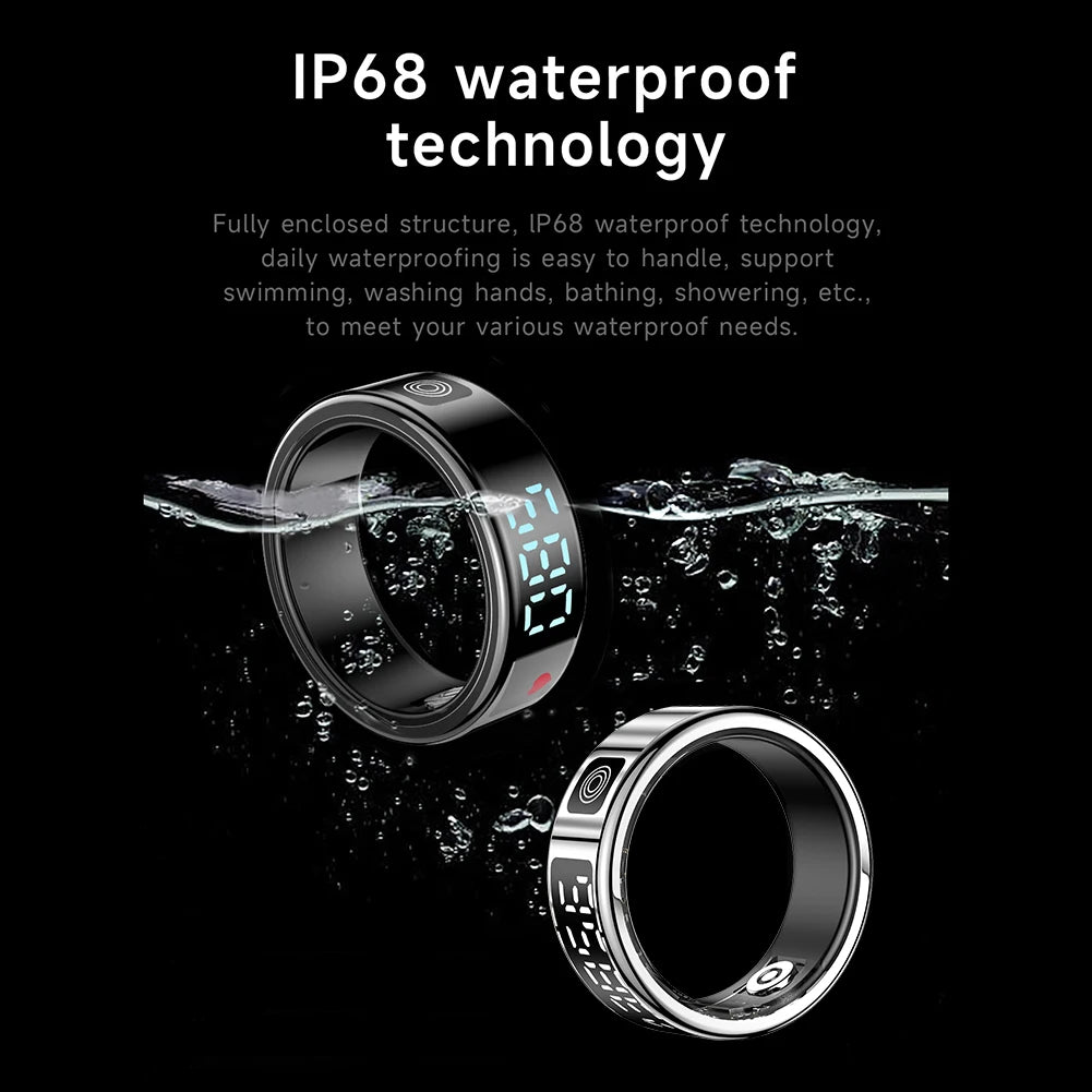 New Smart Ring Heart Rate Health Monitor 5ATM Waterproof Multi Sport Modes Blood Oxygen Tracker For Android IOS Phone