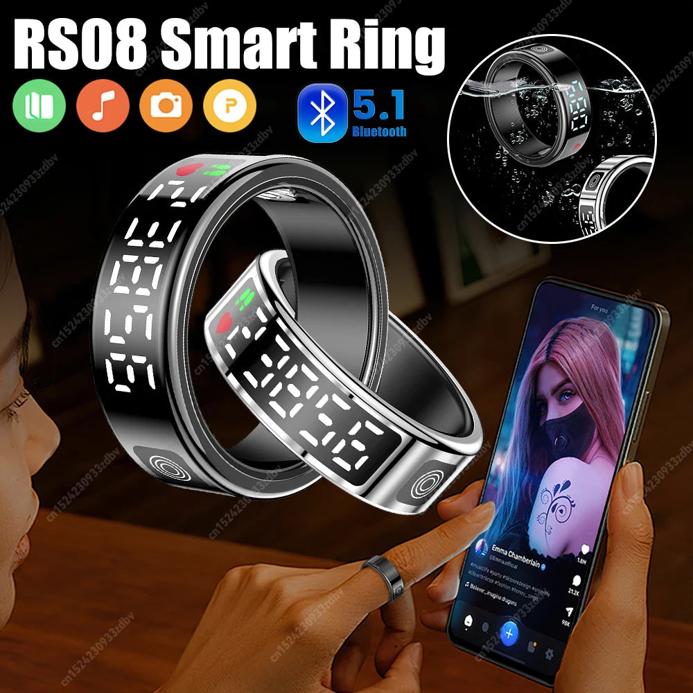 New Smart Ring Heart Rate Health Monitor 5ATM Waterproof Multi Sport Modes Blood Oxygen Tracker For Android IOS Phone