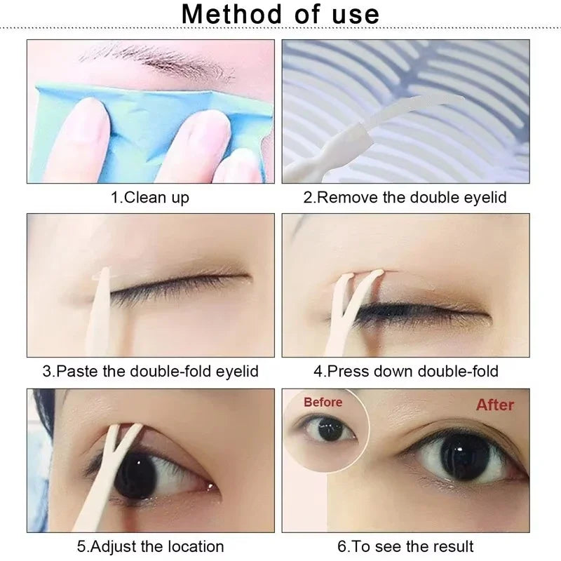 240Pcs Lace Invisible Double Eyelid Tape Clear Beige Stripe Self Adhesive Natural Eye Makeup Sticker With Auxiliary Tool For Daily Salon Cosmetic Supply