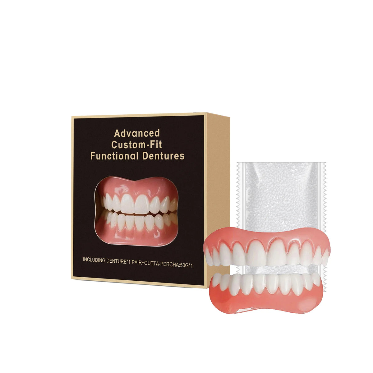 False Teeth Silicone Kit Orthodontic Fake Tooth Soft Comfortable Dentures Oral Hygiene Care Upper Lower Veneers Denture Set