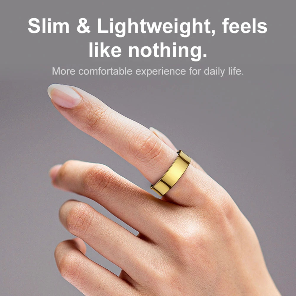 Smart Ring Waterproof 5ATM Health Fitness Rings Heart Rate Blood Oxygen Sleep Monitoring with Charging Case for IOS Android