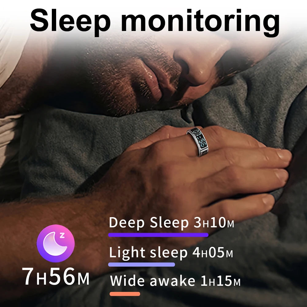 New Smart Ring Heart Rate Health Monitor 5ATM Waterproof Multi Sport Modes Blood Oxygen Tracker For Android IOS Phone