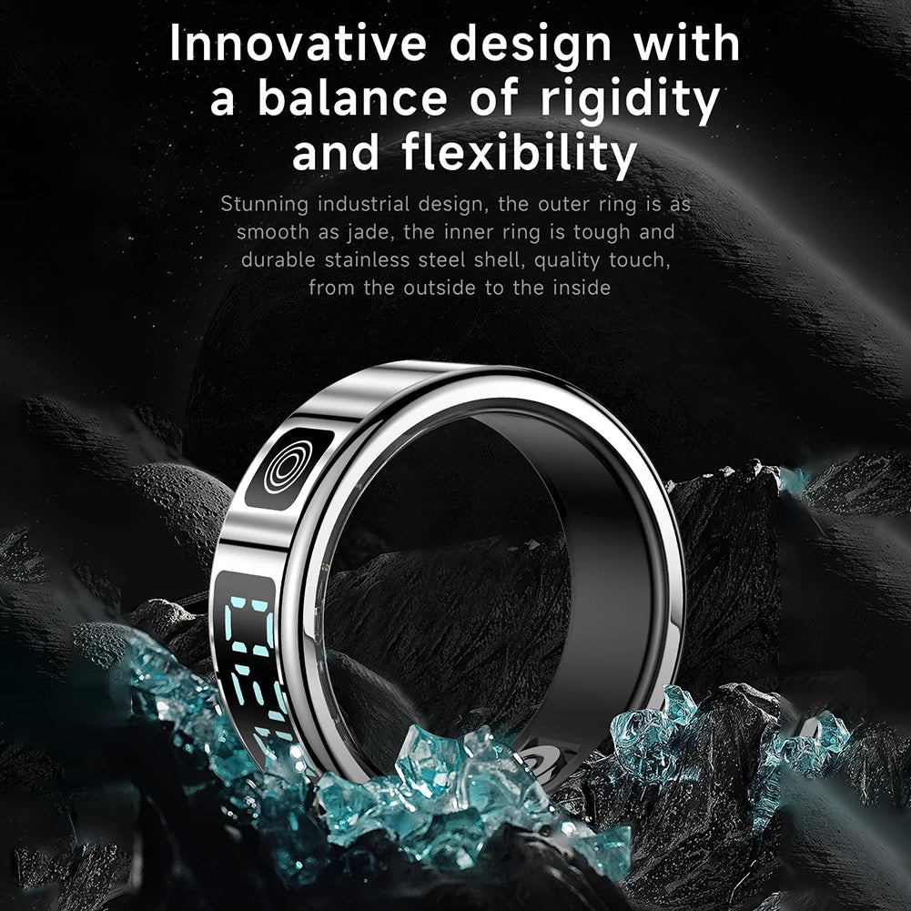 New Smart Ring Heart Rate Health Monitor 5ATM Waterproof Multi Sport Modes Blood Oxygen Tracker For Android IOS Phone