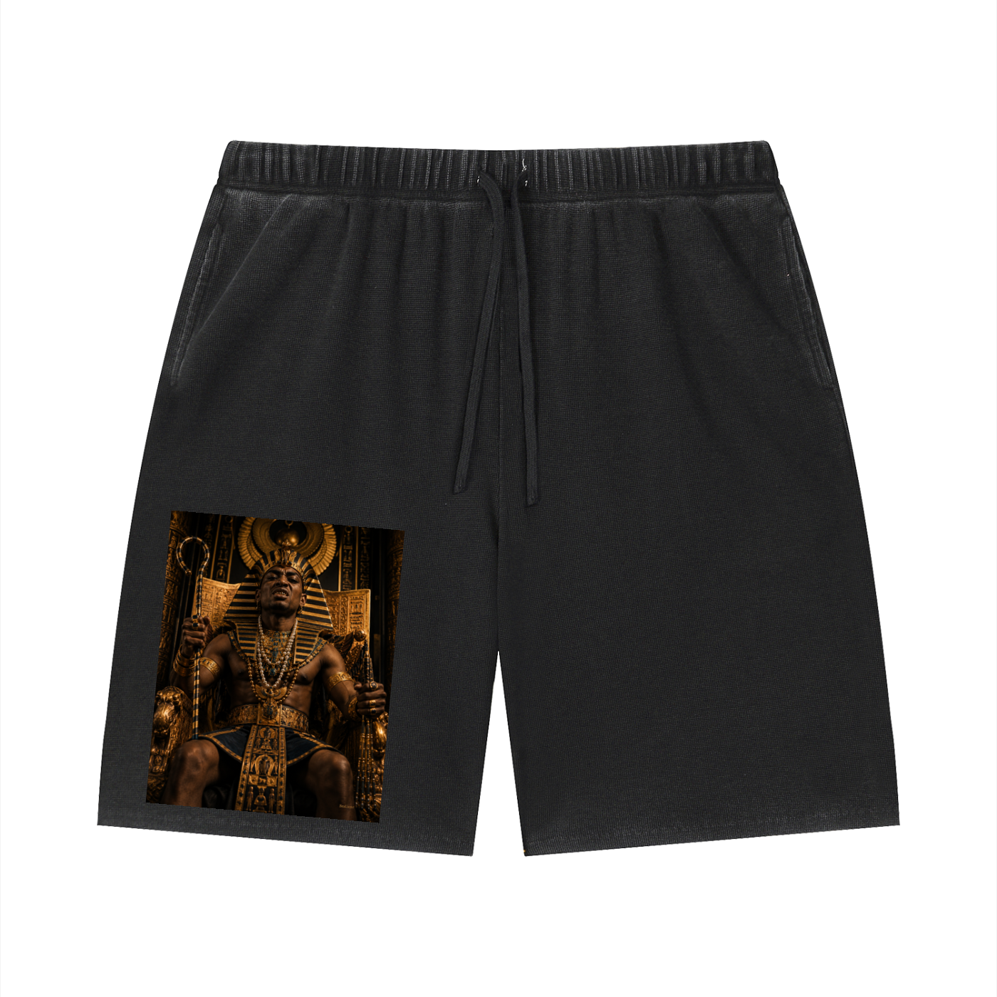 Unisex Vintage Wash Sunfade Waffle Raw Hem Shorts