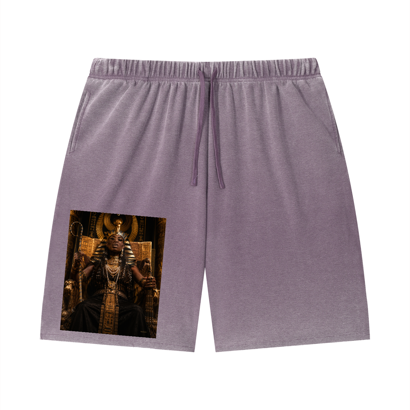 Unisex Vintage Wash Sunfade Waffle Raw Hem Shorts
