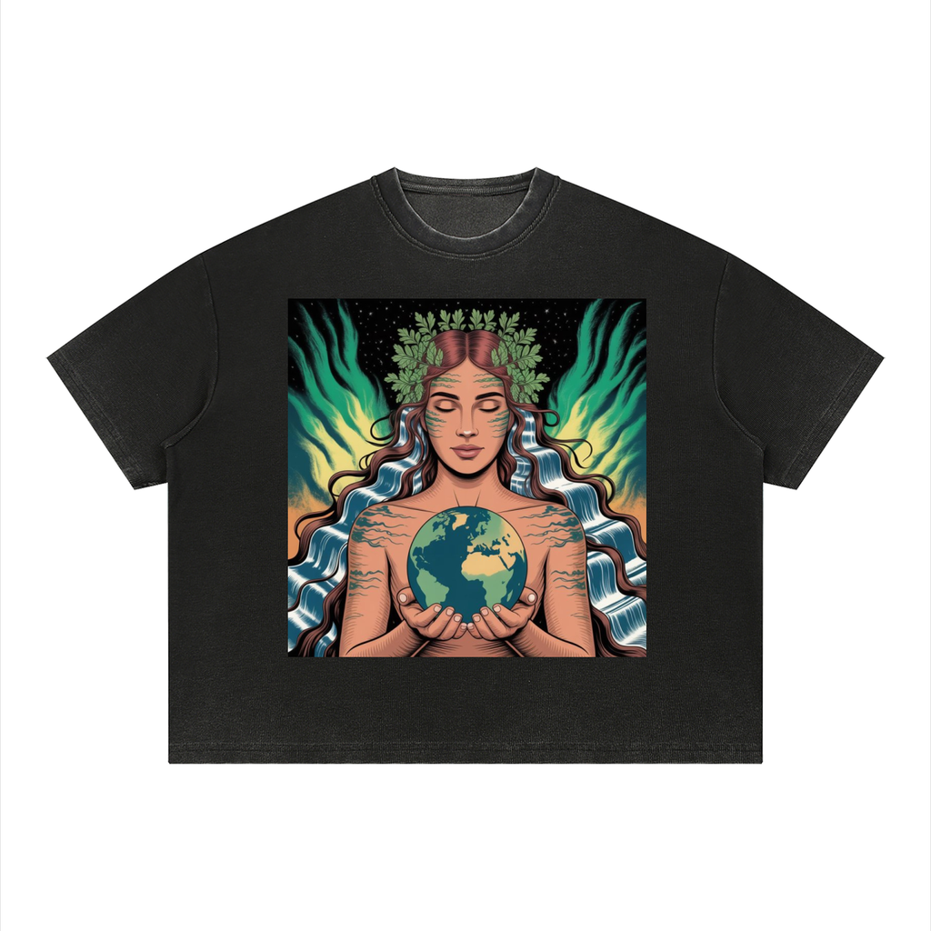 Unisex Vintage Wash Sunfade Boxy Waffle T-Shirt