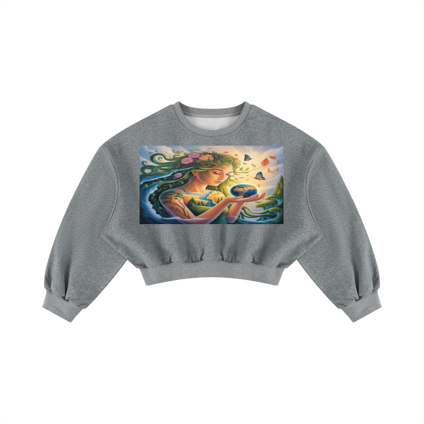 Sweat-shirt ras du cou court et ample pour femme