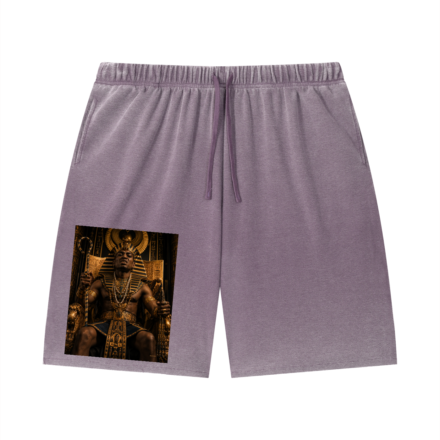 Unisex Vintage Wash Sunfade Waffle Raw Hem Shorts