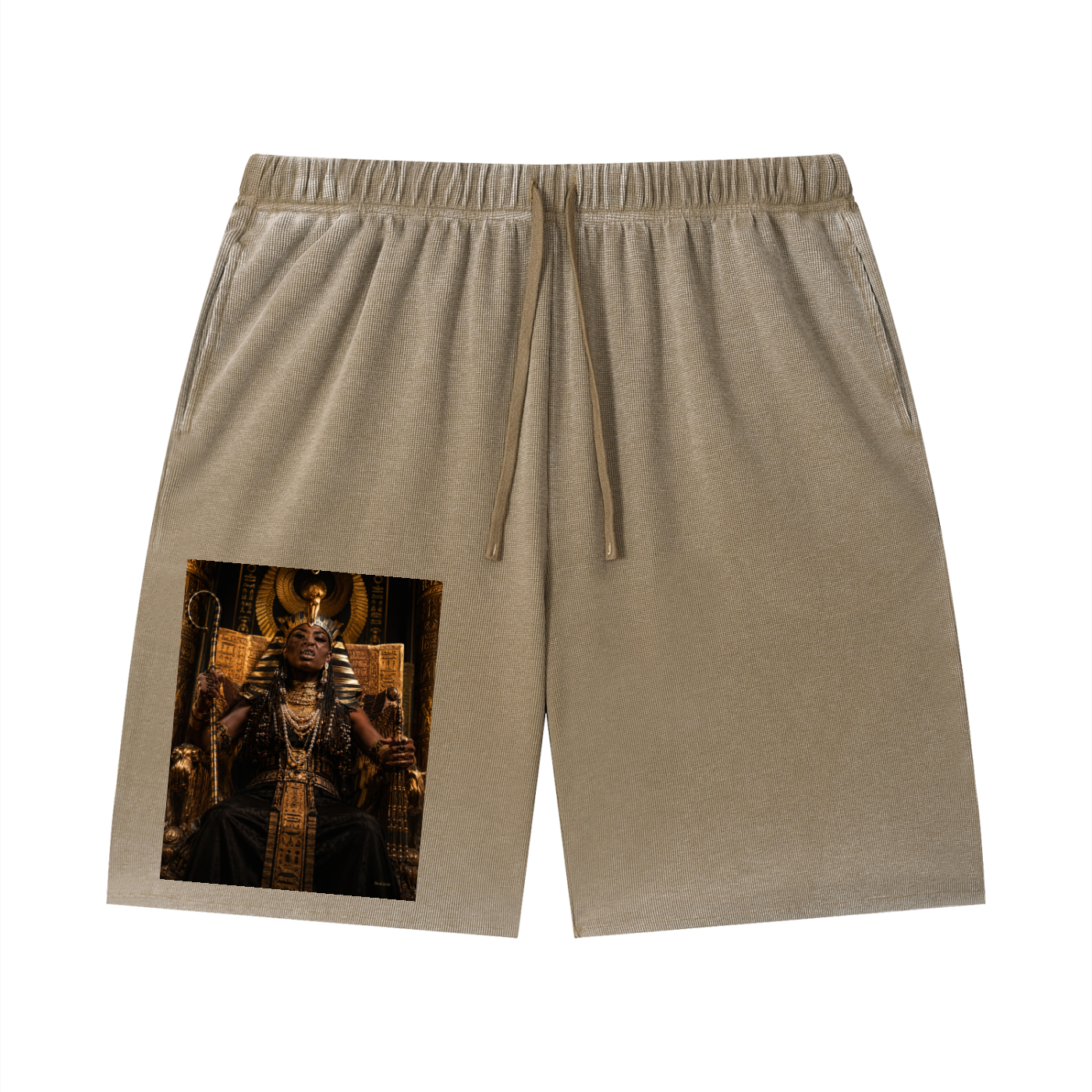 Unisex Vintage Wash Sunfade Waffle Raw Hem Shorts