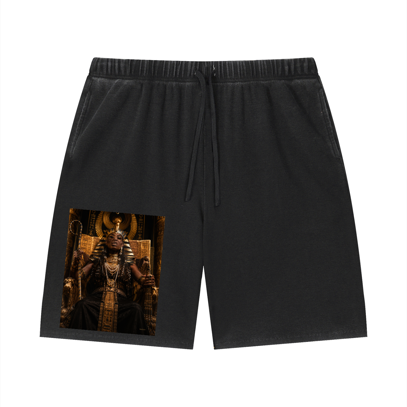 Unisex Vintage Wash Sunfade Waffle Raw Hem Shorts