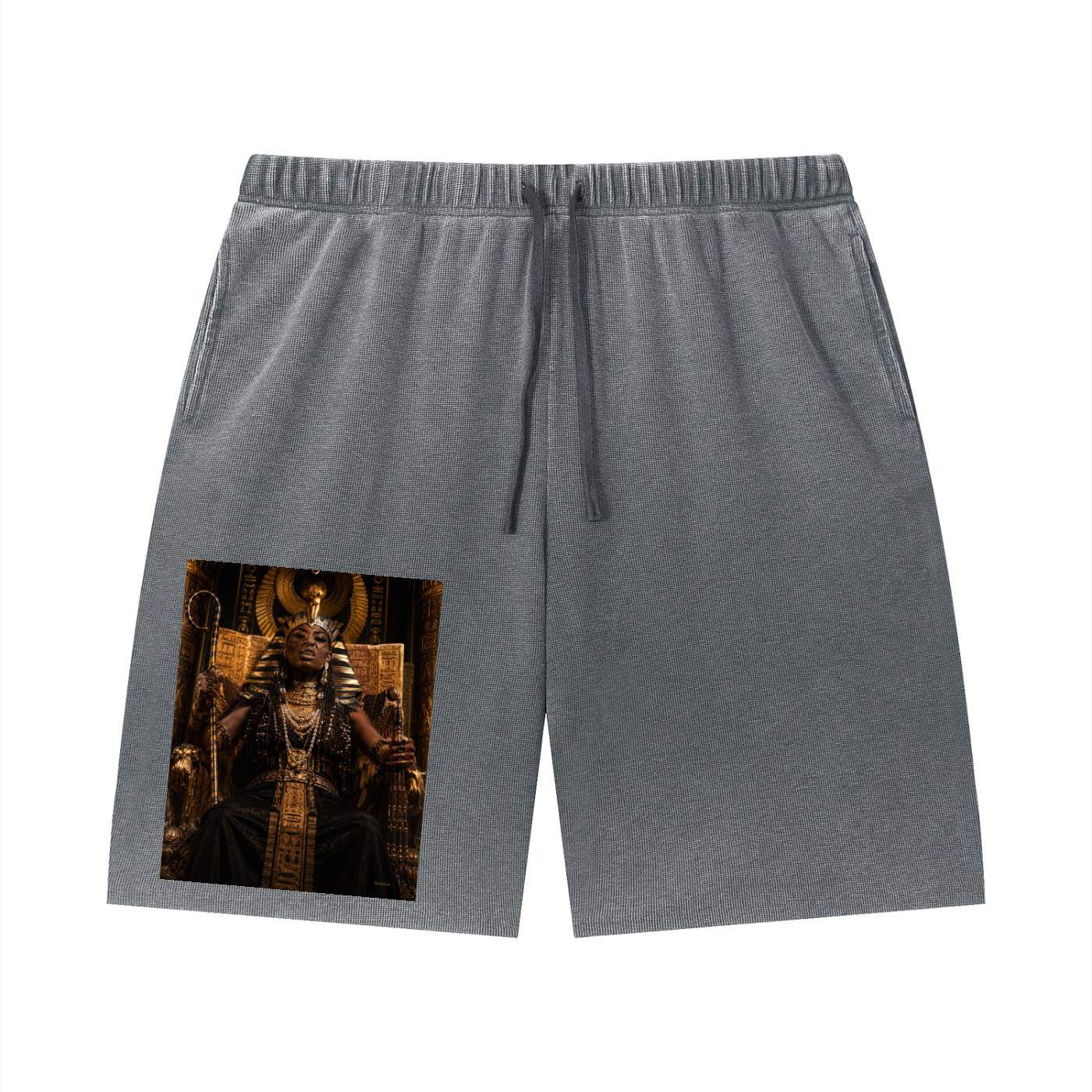 Unisex Vintage Wash Sunfade Waffle Raw Hem Shorts